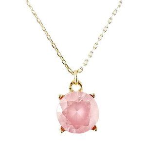 Pink Round Charm Simple Chain Necklace